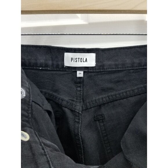 Pistola Bobbie Crossover High Rise Wide Leg in Taurus Black Size 24 - Picture 3 of 9